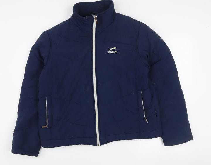 Slazenger Women Blue Size 16 Puffer Jacket Nylon Zip Winter Coat