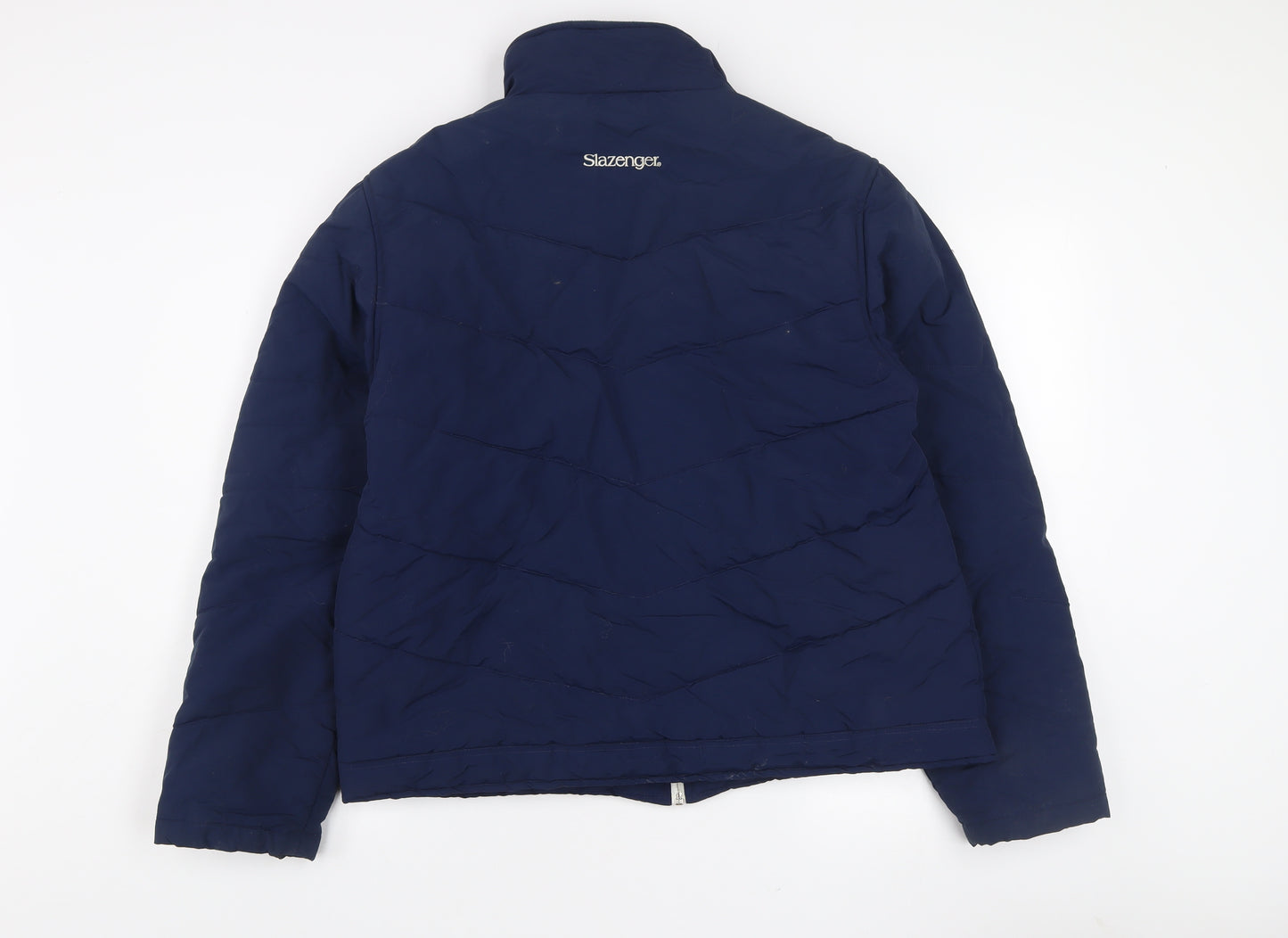 Slazenger Women Blue Size 16 Puffer Jacket Nylon Zip Winter Coat