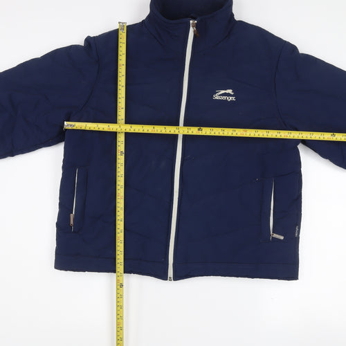 Slazenger Women Blue Size 16 Puffer Jacket Nylon Zip Winter Coat