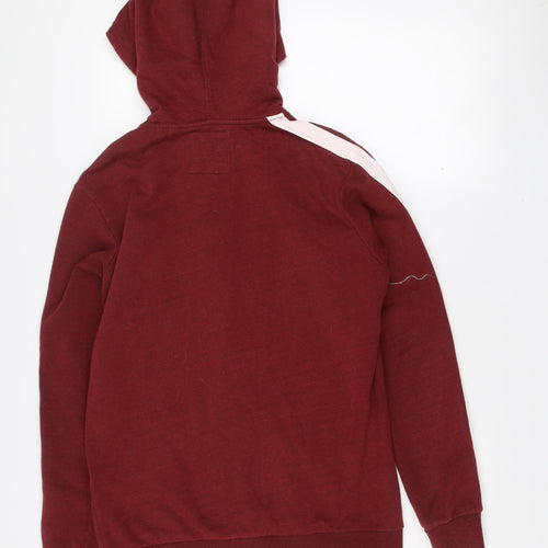 Bershka Women’s Red Regular Fit Hooded Zip Jacket Size 8