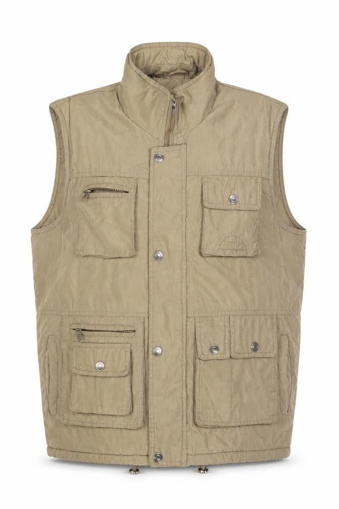 Front view of Charles Norton Men's Beige Polyester Bodywarmer Waistcoat M