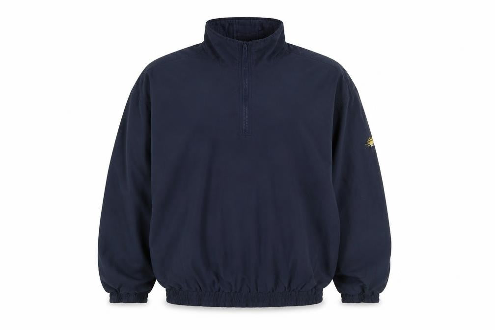 Front view of Sun & Rain Women's Blue L Lightweight 1/4 Zip Windbreaker Jacket