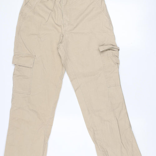 Dunnes Stores Men's Beige Cargo Trousers Size 12 Regular Fit Cotton