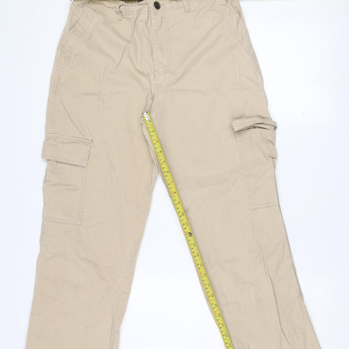 Dunnes Stores Men's Beige Cargo Trousers Size 12 Regular Fit Cotton