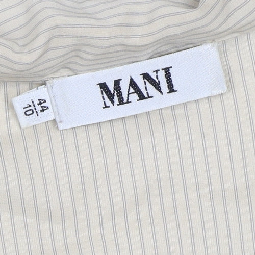 Mani Women’s Beige Striped Long Sleeve Button-Up Shirt Size 12 Vintage