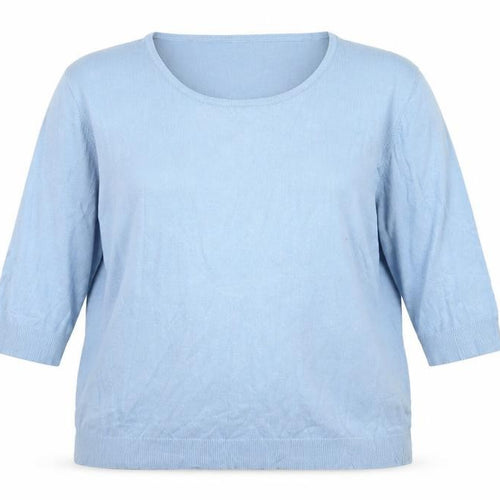 Capsule Women Blue Scoop Neck 3/4 Sleeve Cotton Pullover Jumper Size 18
