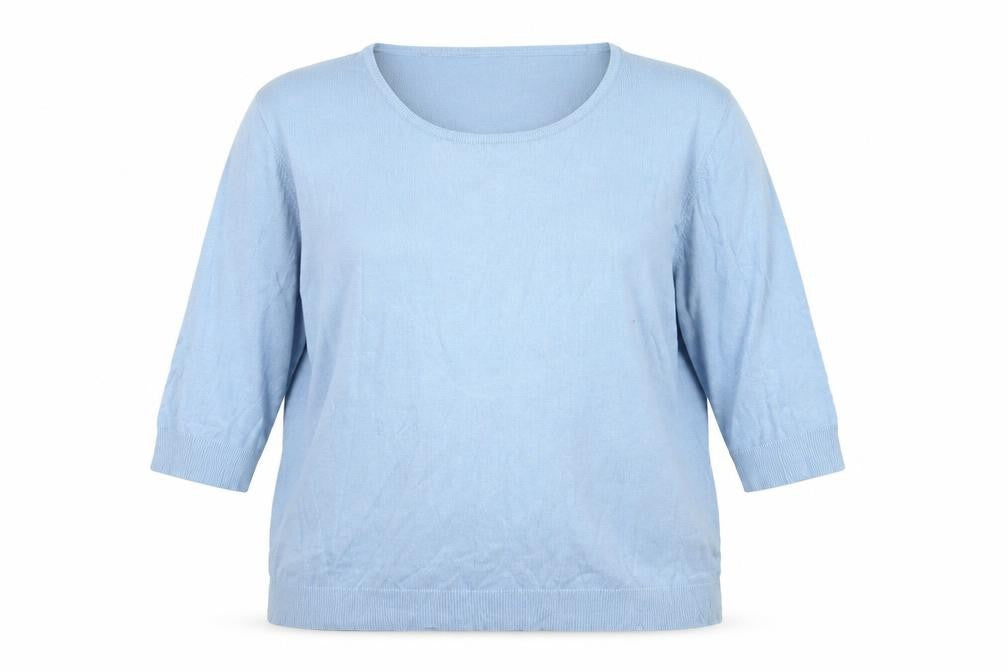 Capsule Women Blue Scoop Neck 3/4 Sleeve Cotton Pullover Jumper Size 18