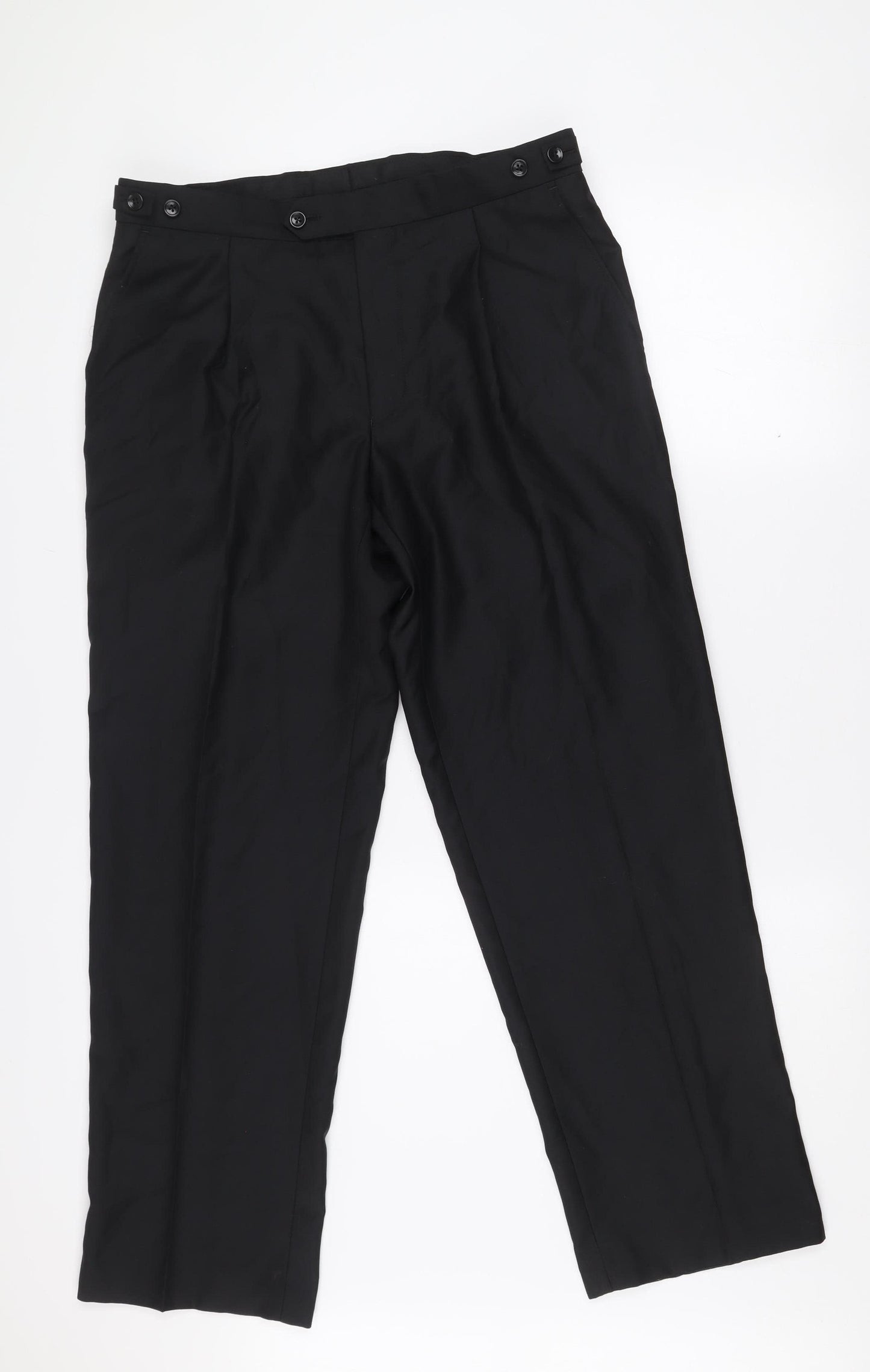 Scott & Taylor Men's Black Wool Blend Dress Trousers 34S
