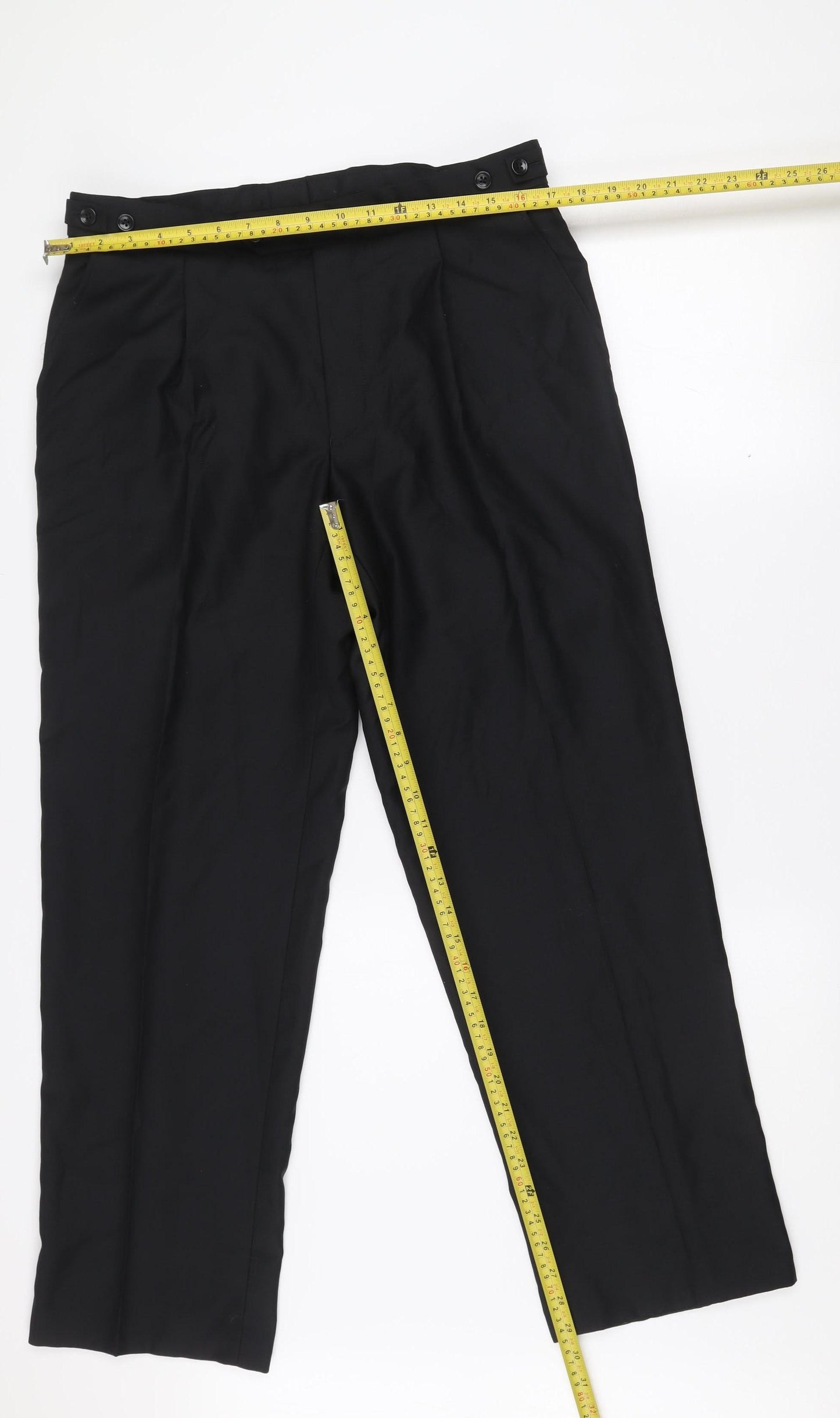 Scott & Taylor Men's Black Wool Blend Dress Trousers 34S
