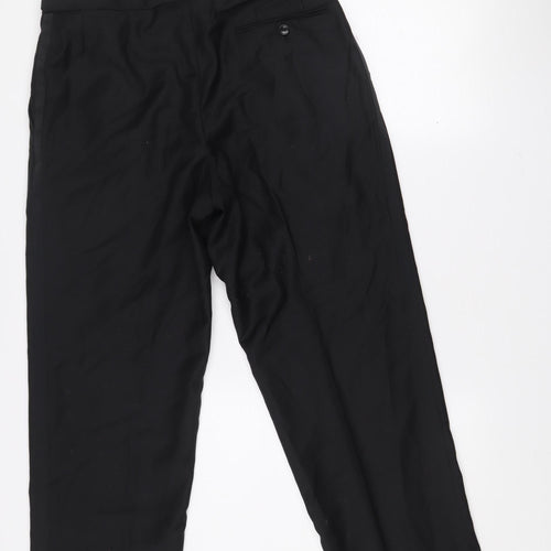 Scott & Taylor Men's Black Wool Blend Dress Trousers 34S