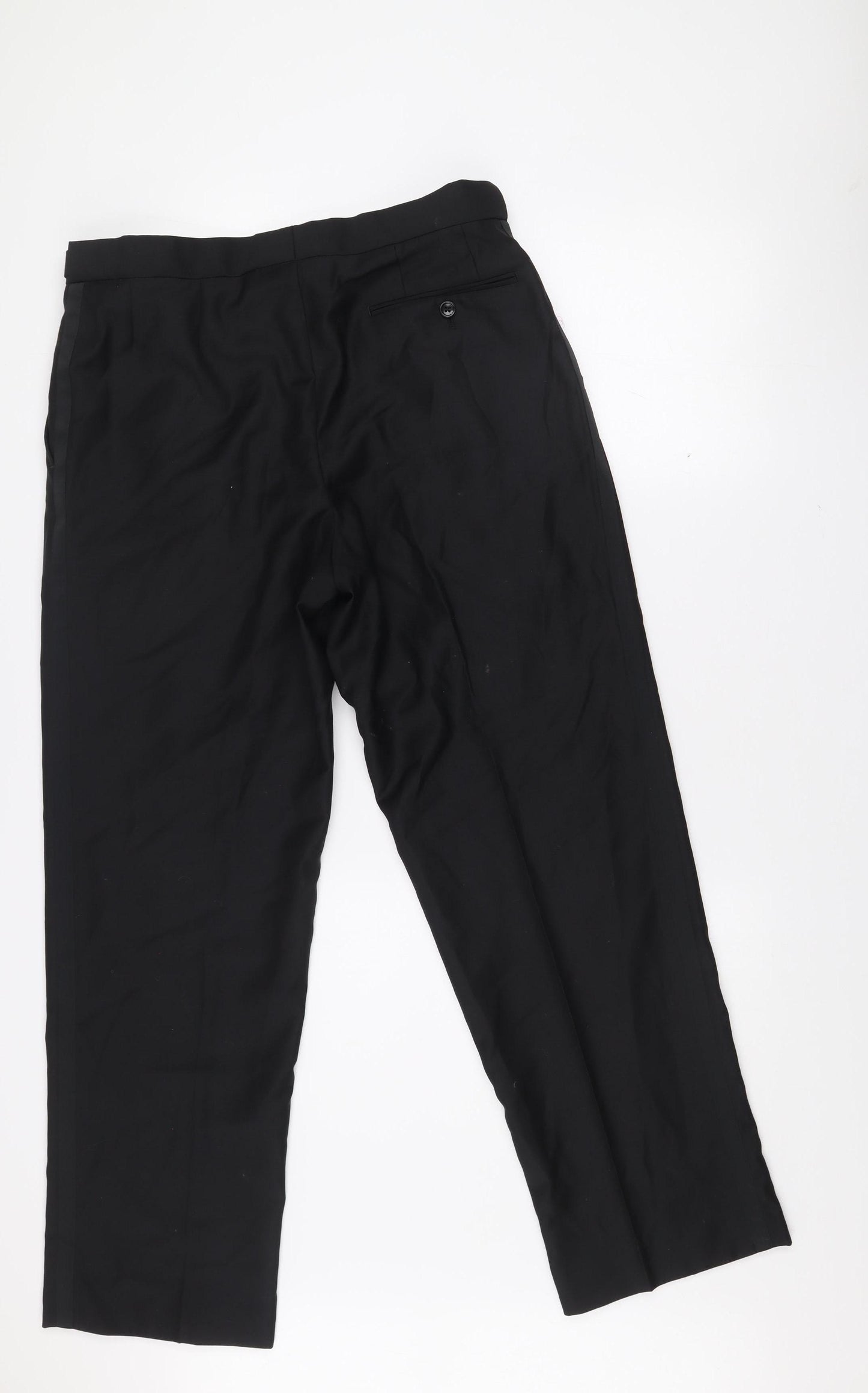 Scott & Taylor Men's Black Wool Blend Dress Trousers 34S