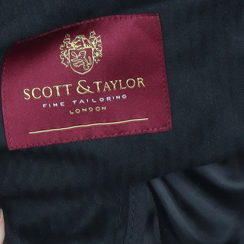 Scott & Taylor Men's Black Wool Blend Dress Trousers 34S