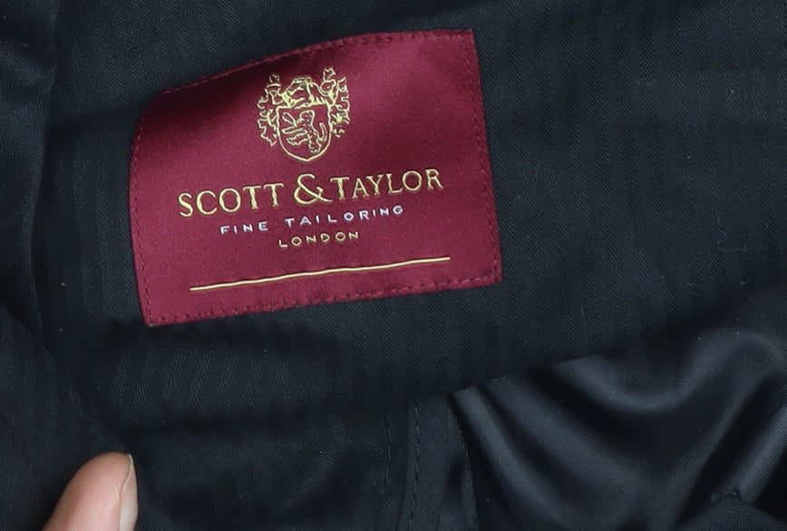 Scott & Taylor Men's Black Wool Blend Dress Trousers 34S