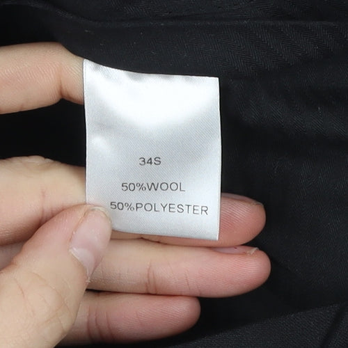 Scott & Taylor Men's Black Wool Blend Dress Trousers 34S
