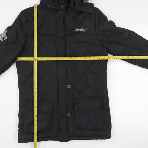 Henleys Women’s Black Quilted Hooded Puffer Jacket Size 2