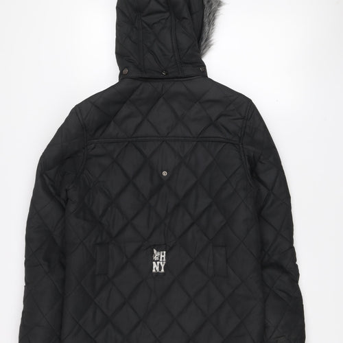 Henleys Women’s Black Quilted Hooded Puffer Jacket Size 2