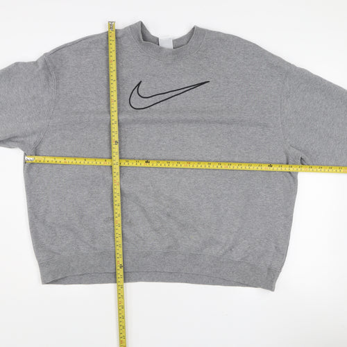 Nike Women’s Grey Dri-FIT Pullover Sweatshirt L Crew Neck Logo