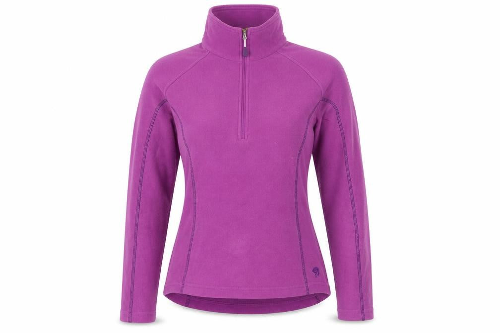 Front view of Mountain Hardwear Women's Purple Fleece Pullover 1/2 Zip Sweatshirt, size S