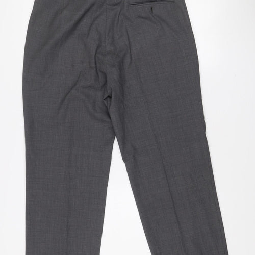 Daniel Hechter Men's Grey Wool Blend Classic Dress Trousers 36W 35L