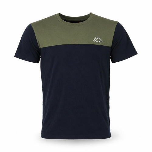 Kappa Men’s Small Navy Blue & Green Colourblock Cotton Sports T-Shirt
