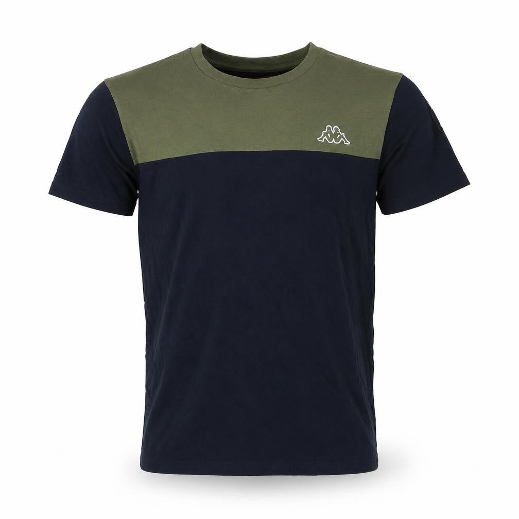 Kappa Men’s Small Navy Blue & Green Colourblock Cotton Sports T-Shirt