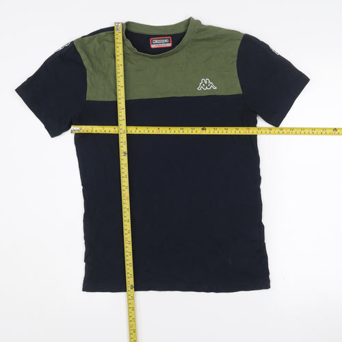 Kappa Men’s Small Navy Blue & Green Colourblock Cotton Sports T-Shirt
