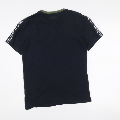 Kappa Men’s Small Navy Blue & Green Colourblock Cotton Sports T-Shirt