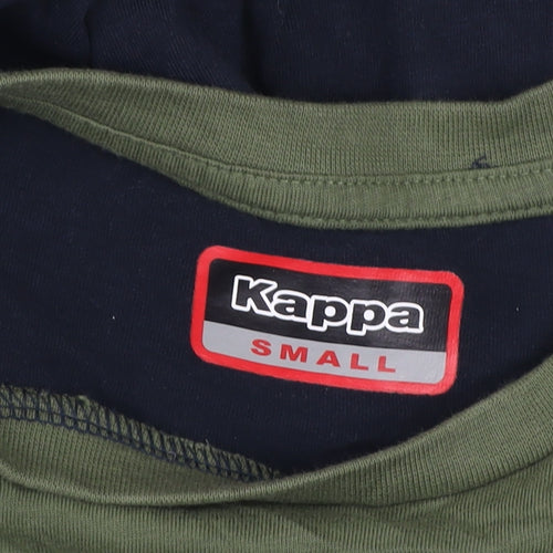 Kappa Men’s Small Navy Blue & Green Colourblock Cotton Sports T-Shirt