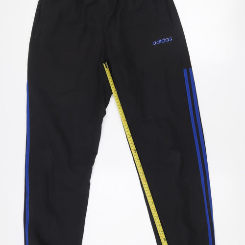 adidas Men's Black Track Pants M With Blue Side Stripes
