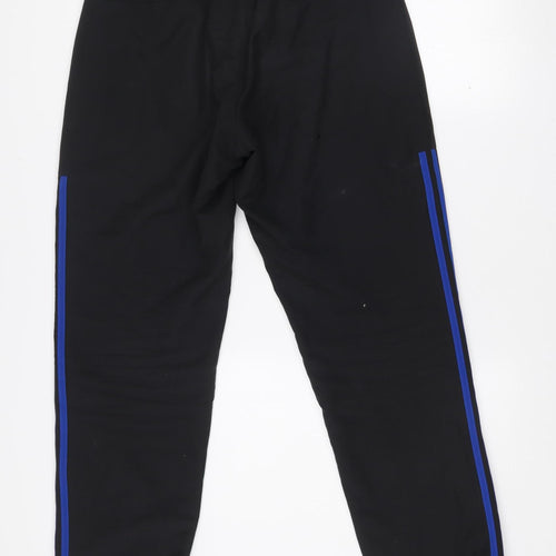 adidas Men's Black Track Pants M With Blue Side Stripes