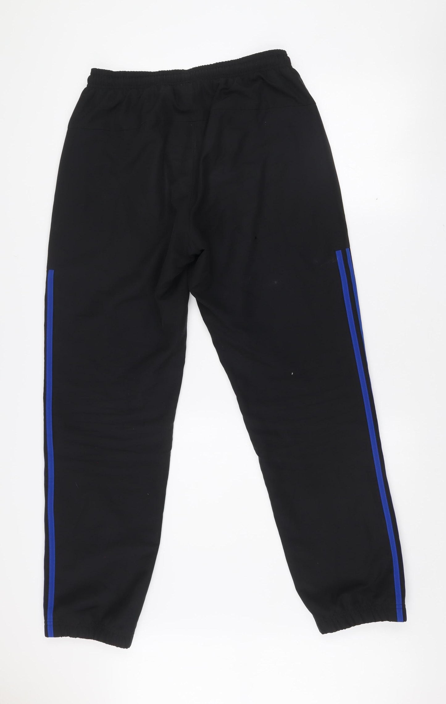 adidas Men's Black Track Pants M With Blue Side Stripes
