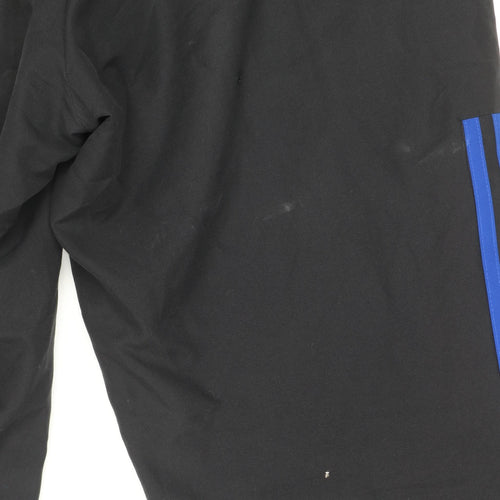 adidas Men's Black Track Pants M With Blue Side Stripes