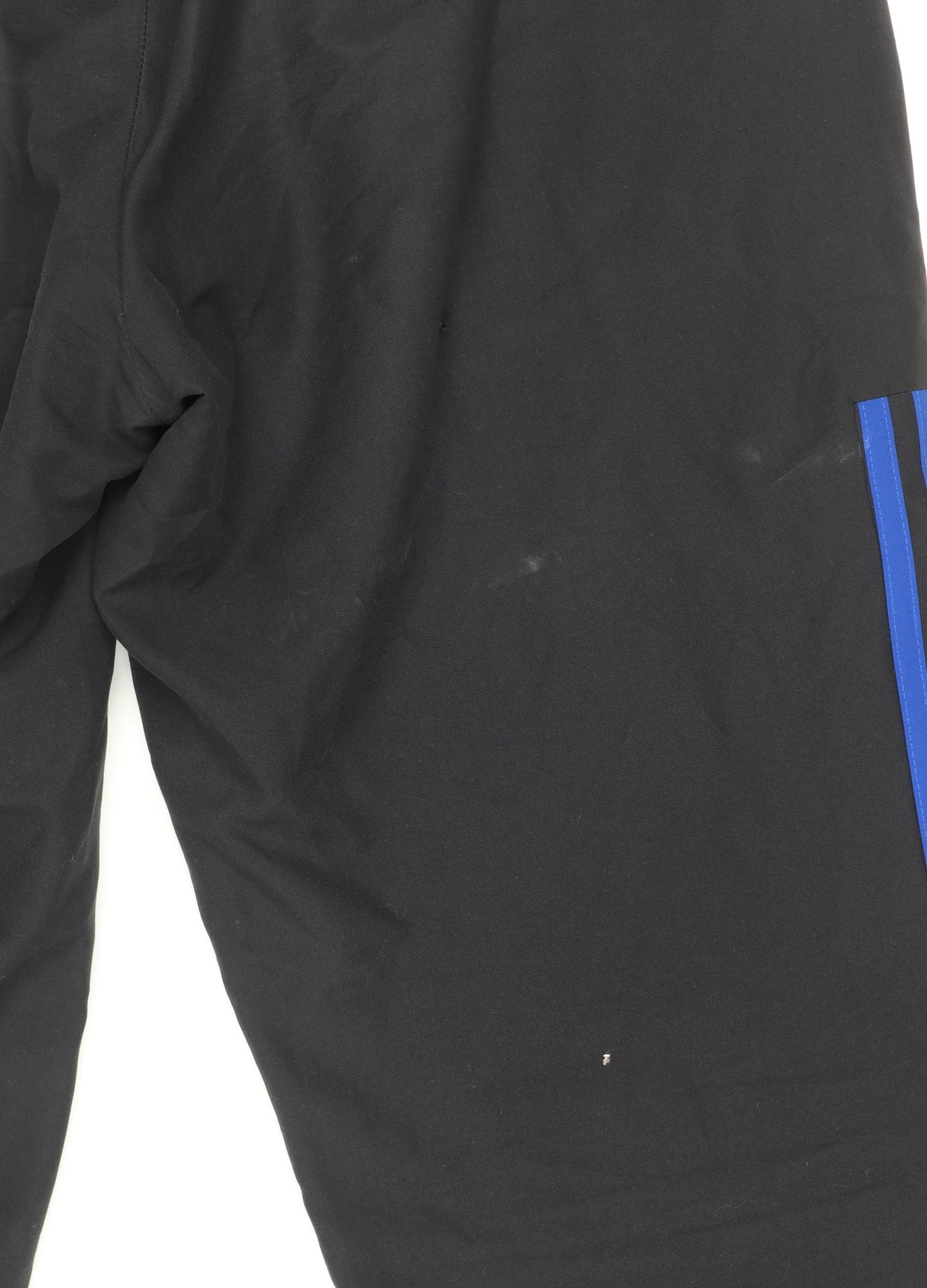 adidas Men's Black Track Pants M With Blue Side Stripes