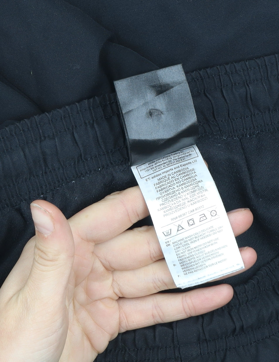 adidas Men's Black Track Pants M With Blue Side Stripes