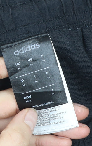 adidas Men's Black Track Pants M With Blue Side Stripes