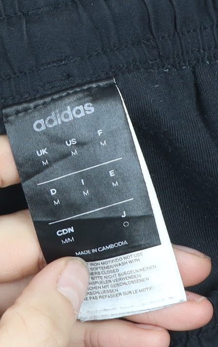 adidas Men's Black Track Pants M With Blue Side Stripes