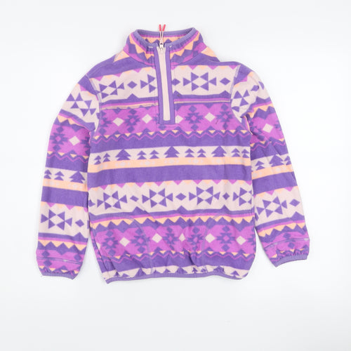 Marks and Spencer Girls Purple Fleece 1/2 Zip Pullover Sweatshirt 9-10 Years