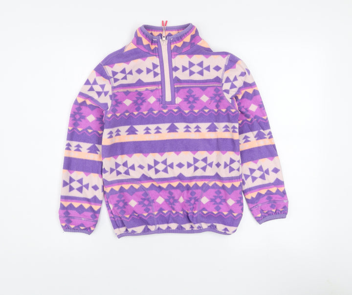 Marks and Spencer Girls Purple Fleece 1/2 Zip Pullover Sweatshirt 9-10 Years
