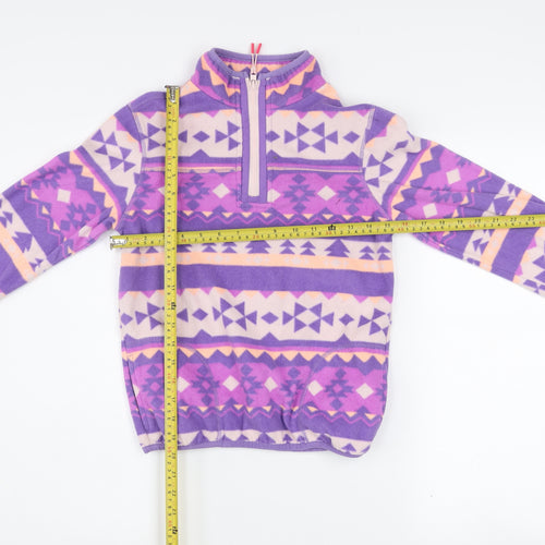 Marks and Spencer Girls Purple Fleece 1/2 Zip Pullover Sweatshirt 9-10 Years