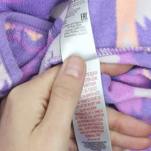 Marks and Spencer Girls Purple Fleece 1/2 Zip Pullover Sweatshirt 9-10 Years