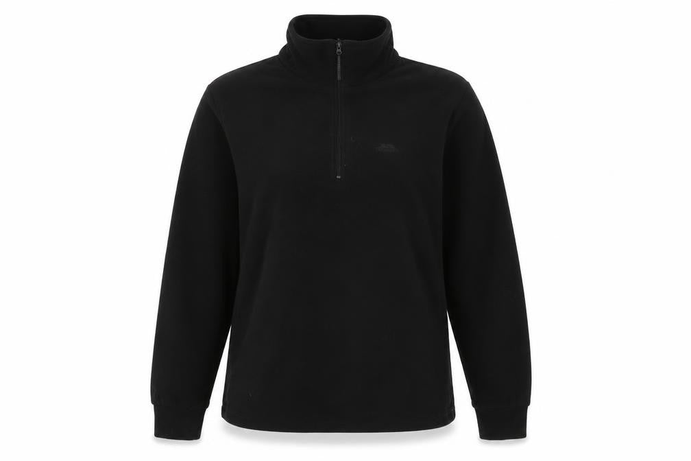 Front view of Trespass Women Black Fleece Pullover Sweatshirt Medium 1/2 Zip Warm Winter Top