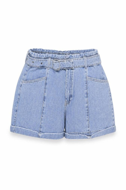 MNG Women’s Blue Cotton Paperbag Denim Shorts Size S