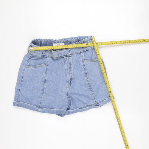 MNG Women’s Blue Cotton Paperbag Denim Shorts Size S