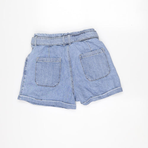 MNG Women’s Blue Cotton Paperbag Denim Shorts Size S