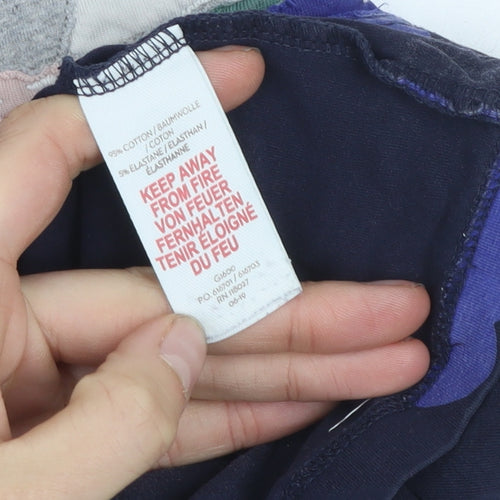 Mini Boden Girls Blue Unicorn Embroidered A-Line Dress 2-3 Years Cotton Blend