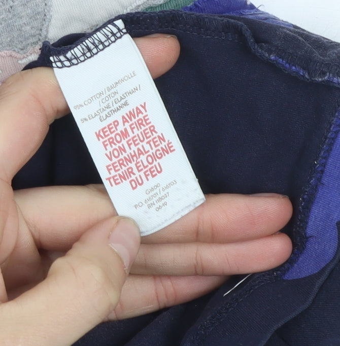 Mini Boden Girls Blue Unicorn Embroidered A-Line Dress 2-3 Years Cotton Blend