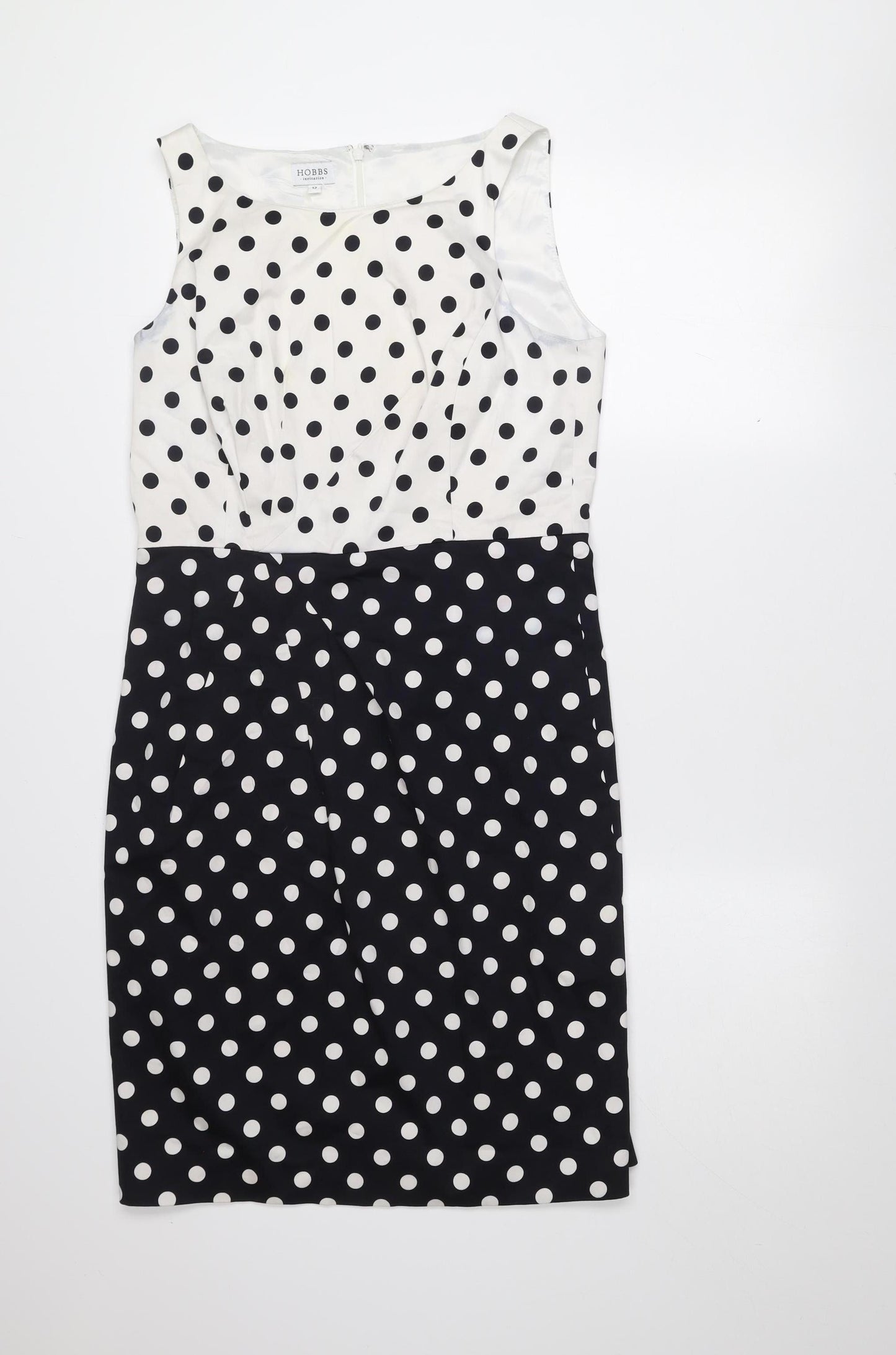 Hobbs Women’s Black White Polka Dot Sheath Dress Size 12