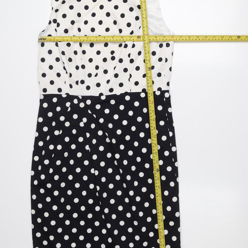 Hobbs Women’s Black White Polka Dot Sheath Dress Size 12