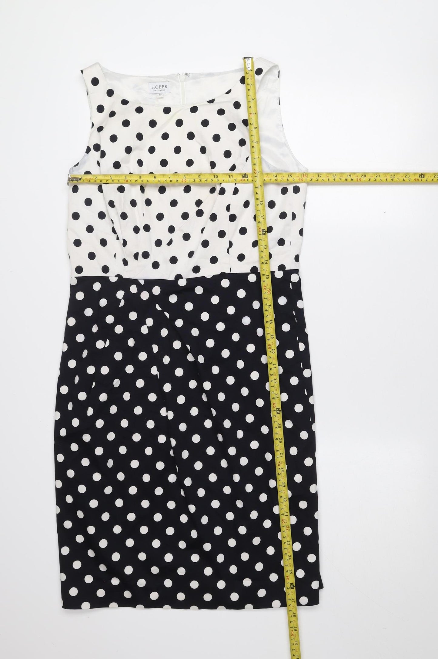 Hobbs Women’s Black White Polka Dot Sheath Dress Size 12