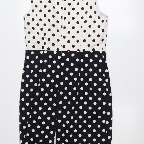 Hobbs Women’s Black White Polka Dot Sheath Dress Size 12